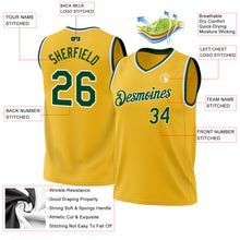 Load image into Gallery viewer, Custom Gold Green-White Authentic Throwback Basketball Jersey