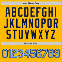 Load image into Gallery viewer, Custom Gold Light Blue-White Authentic Throwback Basketball Jersey