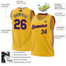 Load image into Gallery viewer, Custom Gold Royal-Red Authentic Throwback Basketball Jersey