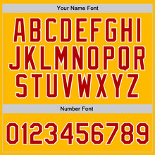 Load image into Gallery viewer, Custom Gold Red-White Authentic Throwback Basketball Jersey