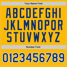 Load image into Gallery viewer, Custom Gold Royal-White Authentic Throwback Basketball Jersey