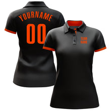 Load image into Gallery viewer, Custom Black Orange Performance Golf Polo Shirt