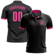 Load image into Gallery viewer, Custom Black Pink Performance Golf Polo Shirt