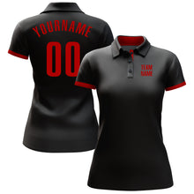 Load image into Gallery viewer, Custom Black Red Performance Golf Polo Shirt