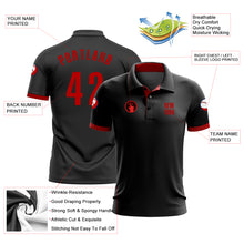 Load image into Gallery viewer, Custom Black Red Performance Golf Polo Shirt