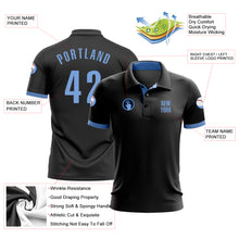 Load image into Gallery viewer, Custom Black Light Blue Performance Golf Polo Shirt