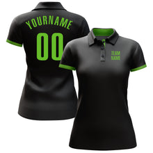 Load image into Gallery viewer, Custom Black Neon Green Performance Golf Polo Shirt