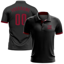 Load image into Gallery viewer, Custom Black Crimson Performance Golf Polo Shirt