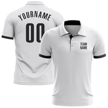 Load image into Gallery viewer, Custom White Black Performance Golf Polo Shirt