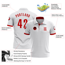 Load image into Gallery viewer, Custom White Red Performance Golf Polo Shirt