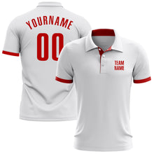 Load image into Gallery viewer, Custom White Red Performance Golf Polo Shirt
