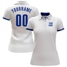 Load image into Gallery viewer, Custom White Royal Performance Golf Polo Shirt