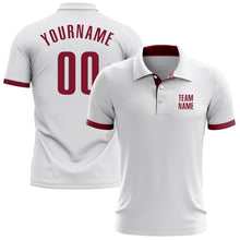 Load image into Gallery viewer, Custom White Crimson Performance Golf Polo Shirt