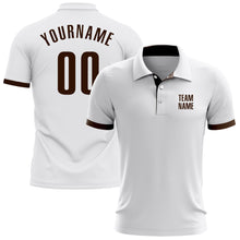Load image into Gallery viewer, Custom White Brown Performance Golf Polo Shirt