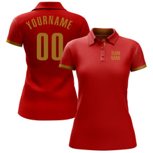 Load image into Gallery viewer, Custom Red Old Gold Performance Golf Polo Shirt