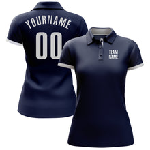 Load image into Gallery viewer, Custom Navy White Performance Golf Polo Shirt