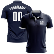 Load image into Gallery viewer, Custom Navy White Performance Golf Polo Shirt