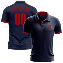 Load image into Gallery viewer, Custom Navy Red Performance Golf Polo Shirt