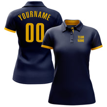 Load image into Gallery viewer, Custom Navy Yellow Performance Golf Polo Shirt