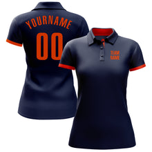Load image into Gallery viewer, Custom Navy Orange Performance Golf Polo Shirt