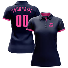 Load image into Gallery viewer, Custom Navy Pink Performance Golf Polo Shirt