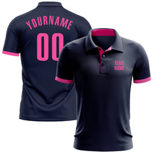 Load image into Gallery viewer, Custom Navy Pink Performance Golf Polo Shirt