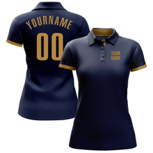 Load image into Gallery viewer, Custom Navy Old Gold Performance Golf Polo Shirt