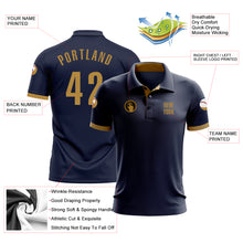 Load image into Gallery viewer, Custom Navy Old Gold Performance Golf Polo Shirt
