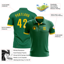 Load image into Gallery viewer, Custom Kelly Green Yellow Performance Golf Polo Shirt
