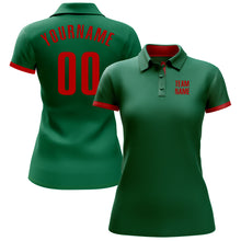 Load image into Gallery viewer, Custom Kelly Green Red Performance Golf Polo Shirt