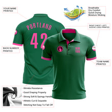 Load image into Gallery viewer, Custom Kelly Green Pink Performance Golf Polo Shirt