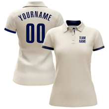 Load image into Gallery viewer, Custom Cream Navy Performance Golf Polo Shirt