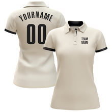 Load image into Gallery viewer, Custom Cream Black Performance Golf Polo Shirt