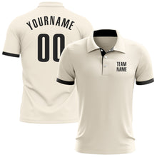 Load image into Gallery viewer, Custom Cream Black Performance Golf Polo Shirt