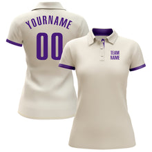 Load image into Gallery viewer, Custom Cream Purple Performance Golf Polo Shirt