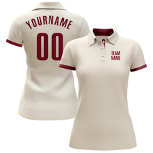 Load image into Gallery viewer, Custom Cream Crimson Performance Golf Polo Shirt