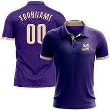 Load image into Gallery viewer, Custom Purple Cream Performance Golf Polo Shirt