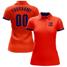 Load image into Gallery viewer, Custom Orange Navy Performance Golf Polo Shirt