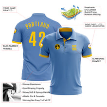 Load image into Gallery viewer, Custom Light Blue Yellow Performance Golf Polo Shirt