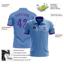 Load image into Gallery viewer, Custom Light Blue Purple Performance Golf Polo Shirt