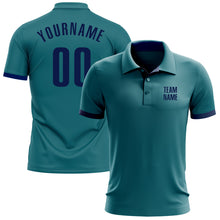 Load image into Gallery viewer, Custom Teal Navy Performance Golf Polo Shirt