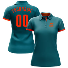 Load image into Gallery viewer, Custom Teal Orange Performance Golf Polo Shirt