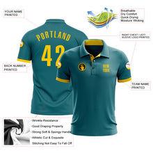 Load image into Gallery viewer, Custom Teal Yellow Performance Golf Polo Shirt