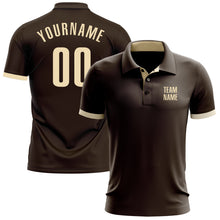 Load image into Gallery viewer, Custom Brown Cream Performance Golf Polo Shirt