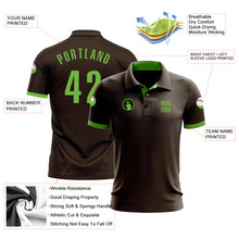 Load image into Gallery viewer, Custom Brown Neon Green Performance Golf Polo Shirt