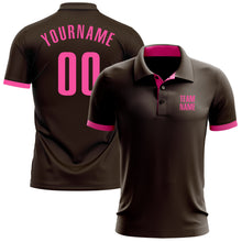 Load image into Gallery viewer, Custom Brown Pink Performance Golf Polo Shirt