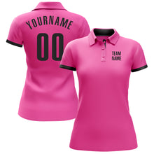 Load image into Gallery viewer, Custom Pink Black Performance Golf Polo Shirt