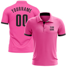 Load image into Gallery viewer, Custom Pink Black Performance Golf Polo Shirt
