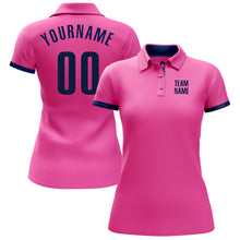 Load image into Gallery viewer, Custom Pink Navy Performance Golf Polo Shirt