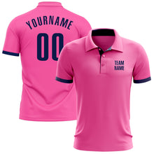 Load image into Gallery viewer, Custom Pink Navy Performance Golf Polo Shirt